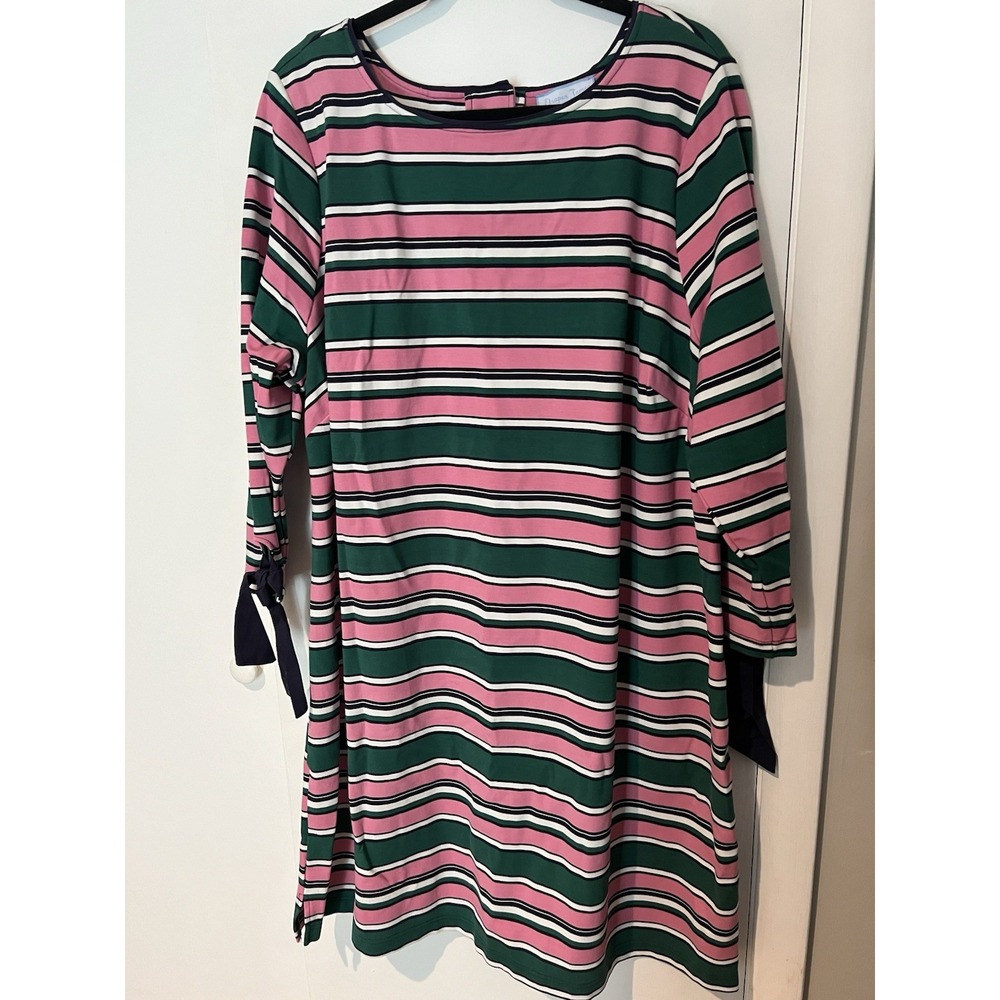 Draper James for Eloquii Dress Size 22 /24 Striped Mini Dress Pink Green Stripe